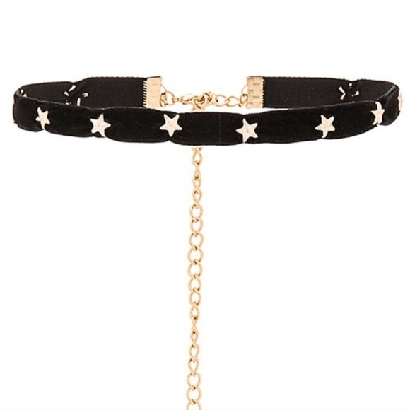 ettika Jewelry - Ettika Revolve Black Velvet Gold Star Choker Necklace NWT